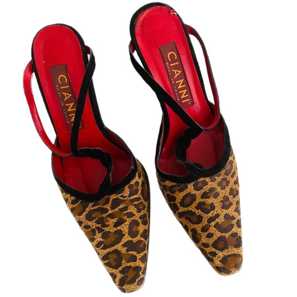 Cianni Made in Spain Vintage Animal Print Pointed Toe Heel 6.5 - Picture 1 of 5